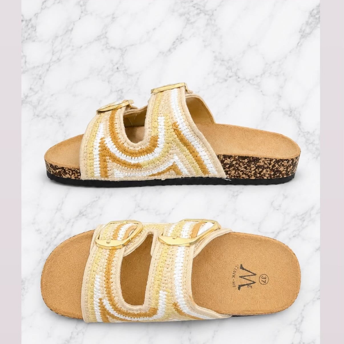Chanclas Beige y marron